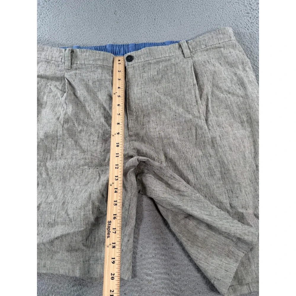 Tommy Bahama Shorts Men 3XLT (44x10) Gray Linen‎ Pleated Chino Drawstring